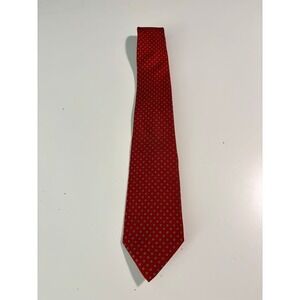 Vintage Tom James Mens Silk Tie Red Geometric Medallion 56 In. Dapper Sartorial